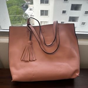 Pink Faux Leather Tote Bag (no brand)